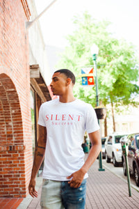 Move in Silence Tee- White/ Red