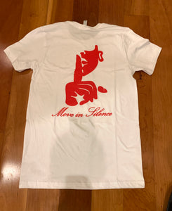 Move in Silence Tee- White/ Red